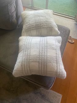 Faux Fur Plaid Throw Pillows Set of 2