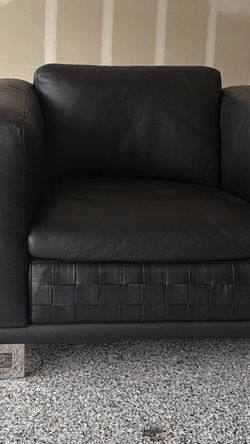 Modern Black Leather Armchair