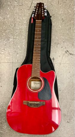 Takamine 12 String Acoustic Electric Guitar Red  Handheld G Series Music Sound Audio Live Concert gig concert performance