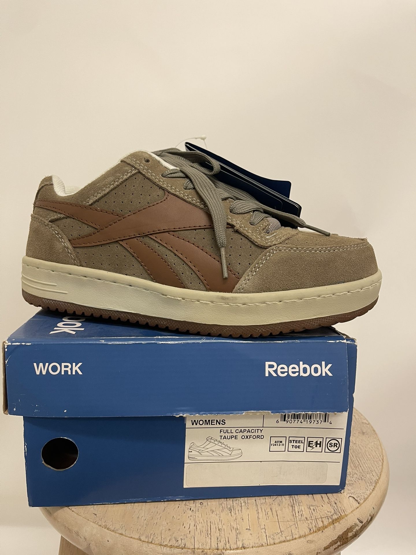 Reebok Work Shoes – Taupe Oxford (Steel Toe, Slip Resistant