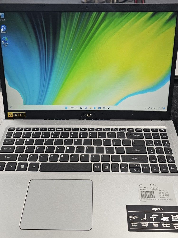 2022 Acer Aspire 5 Laptop. ASK FOR RYAN. #4419-37490-01