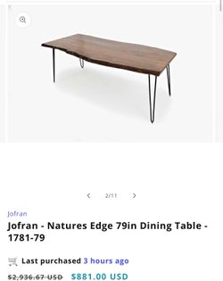 79” solid wood dining table