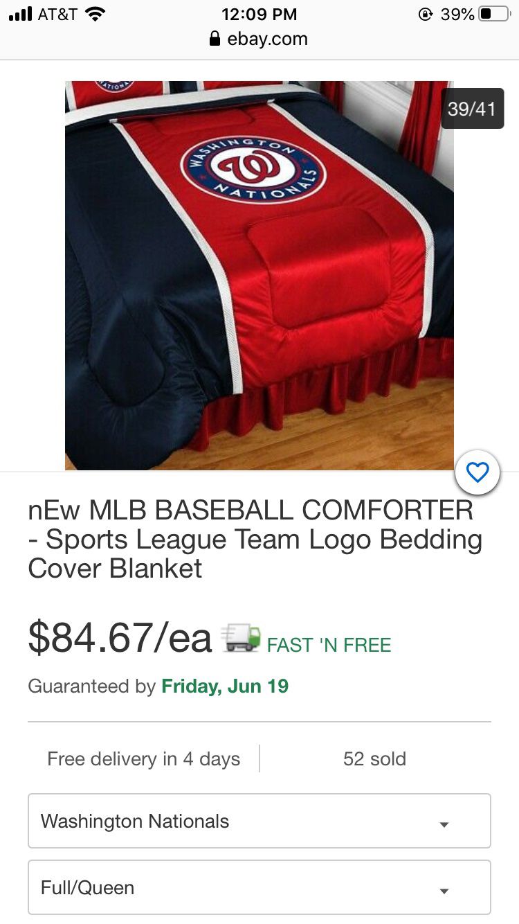 Washington Nationals Comforter for Twin Bed