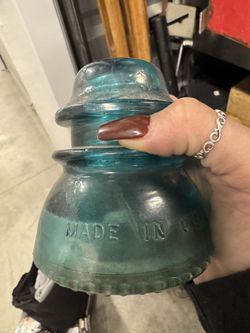 Vintage Hemingray Aqua Insulator Caps