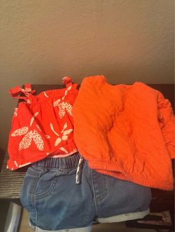 Girls summer time outfit bundle orange 6m