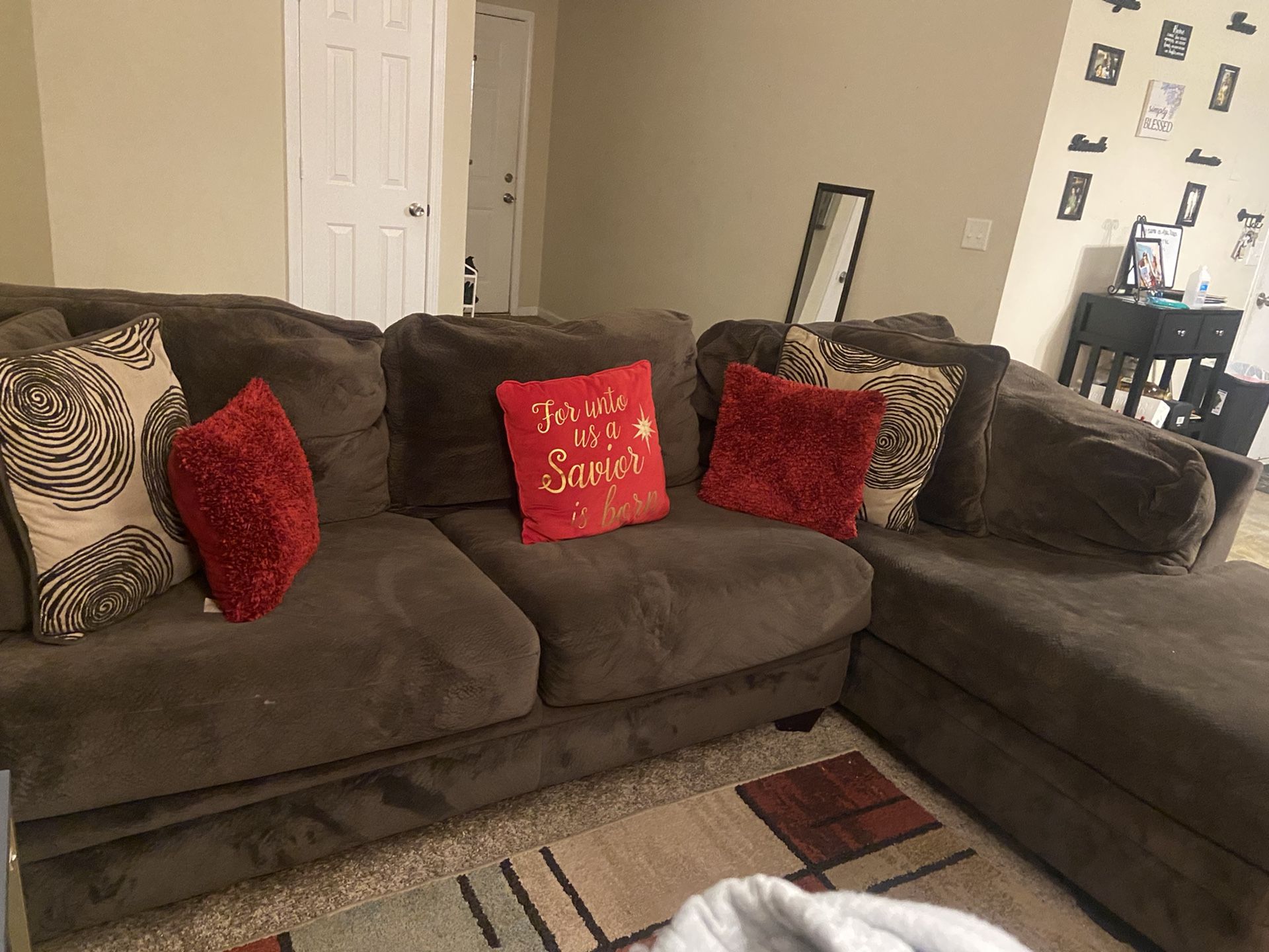 Used Brown Suede Couch ( Pillows Included If You Want)