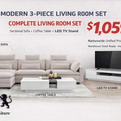 Living Room Set, Sectional, Tv Stand & Coffee Table 