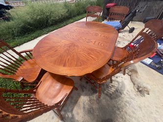 Vintage oak wood collapsible table with chairs