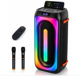 Karaoke Machine with 2 Wireless Microphones, Dual 6.5" Subwoofer & 160W Peak