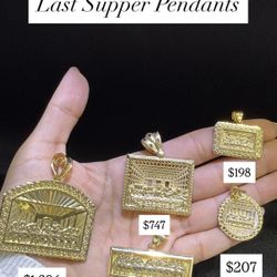 10k Gold Last Supper Pendants/ Pendientes De Oro 