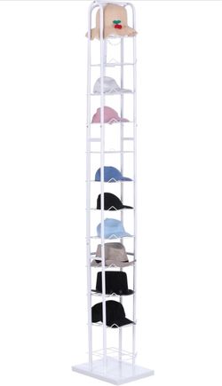 White Metal Vertical Hat Rack