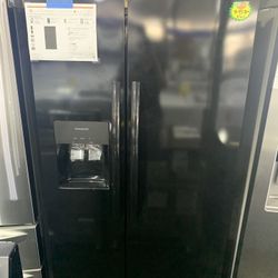 Black Refrigerator Side By Side With Ice Maker - Hot Deal!