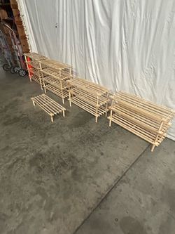 Shoe rack 2 four levels and 2 three levels and 1  one level