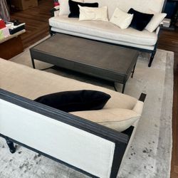 Restoration Hardware 3-Piece Living Room Set – Two Sofas + Coffee Table 