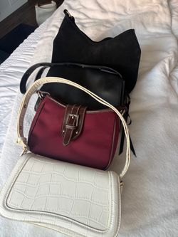 Assortment of Bags black, white, red and brown:  Brandy Melville, Vera Wang, and other