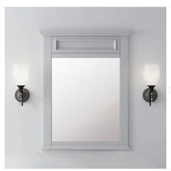 Home Decorators Collection  28 in. W x 36 in. H Rectangular Wood Framed Wall Bathroom Vanity Mirror in Dove Gray