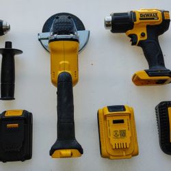 Dewalt Grinder, Heat Gun + Driver Drill Bundle.