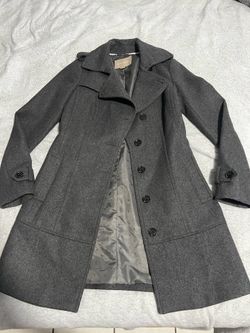 Republic Women’s Charcoal Gray Wool-Blend Peacoat – Tailored Button Front Coat