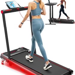 Walking Pad with Handle Bar, Anylife Incline Walking Pad Foldable Treadmill, 2.5HP Portable Under Desk Treadmills for Home, Compact Treadmill 330lb Ca