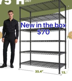 😀 6Tier Adjustable Metal Wire Storage Shelving Unit, 35.4"W X 75"H X 15.7"D, 1200 LBS Heavy Duty Garage Pantry Storage Rack For Kitchen & Commercial 
