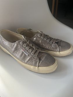 Superga Bronze Sequins canvas low Too Lace Up Sneakers 