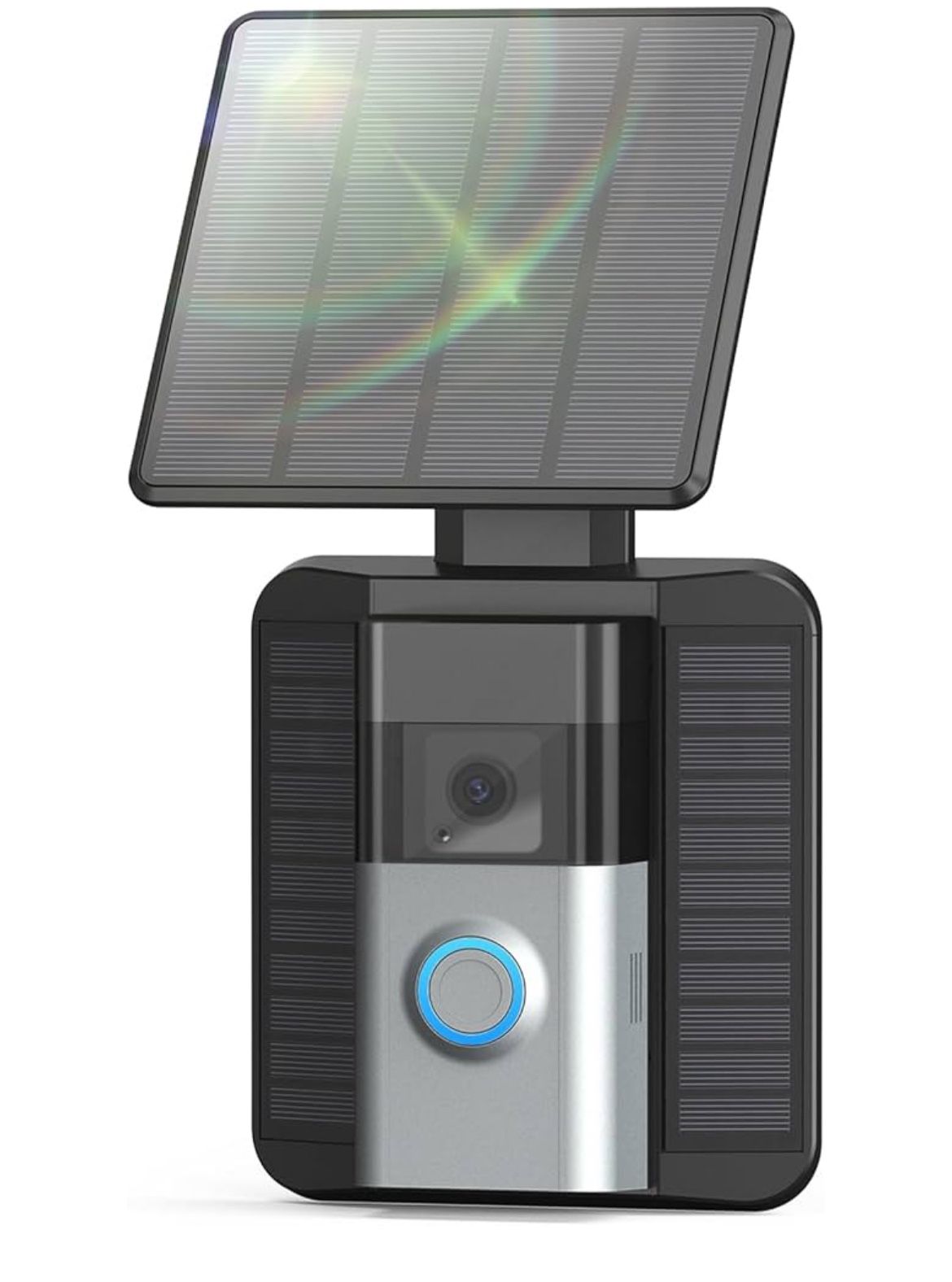 QIBOX Solar Charger Compatible with Ring Video Doorbell 4/3/3 Plus/Battery Doorbell Plus, Waterproof Continuously Solar Panel, Adjustable Panel