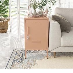 New Lockable Single Door Metal Cabinet Nightstand Side Table 
