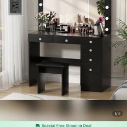 Black vanity with mirror READ Description 