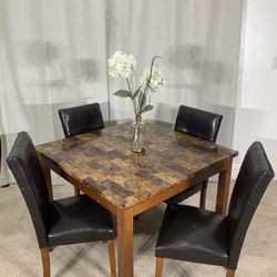 Faux Marble Top Dining Table & 4 Chairs ASHLEY