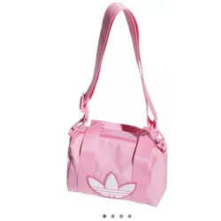 New Adidas Baby Pink Trefoil Chenille Mini Duffle Bag
