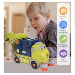 New In Box Trucks Take Apart Toys with Electric Drill, DIY Electric City Clean Truck Toy Set, Disassembly Garbage Truck Toys, Birthday Gifts for 3 4 5