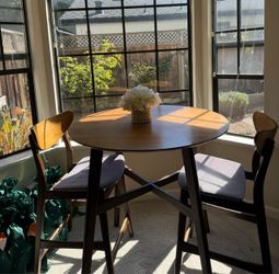 Round Bar Height Dining Table and 2 Chairs