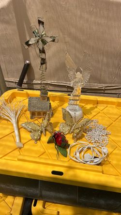 Religious Decorative Figurine light up  and Cross Set