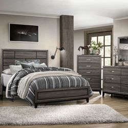 BEDROOM SET NEW IN BOX 4-pcs QUEEN/ KING JUEGO DE HABITACIÓN TODO NUEVO EN SU CAJA 