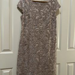 Eliza J Dress - Size 12 - Champagne Lace with Sparkly Sequins
