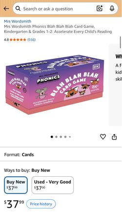 Mrs Wordsmith Phonics Blah Blah Blah Educational Card Game