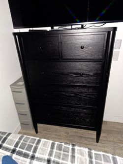 Austen Black Wood 57" 4 Drawer 38"Chest