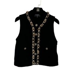 CHANEL Cashmere Metal Black & Gold Vest NEW