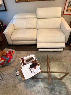 White Leather Reclining Love Seat