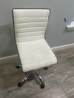 Tainoki Modern White Ribbed Desk Chair - Armless Swivel Office Chair