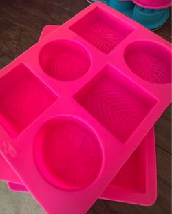 5-Silicone Monstera, Palm, Olive Leaves Craft Art Soap Molds - 6 Hole DIY Handmade Soap Making Supplies (4 the same 1-purple color)