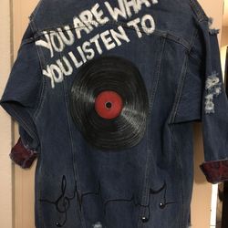Oversized denim jacket hand painted