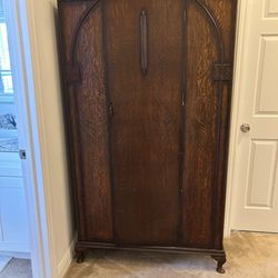 Antique tiger oak armoire