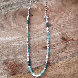 SS Beaded Pearl Beach Glass Siren Necklace