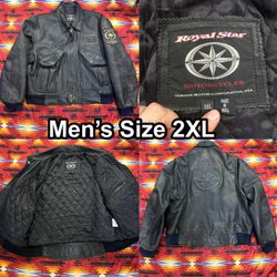 Yamaha Royal Star Classic Tour Black Leather Motorcycle Jacket Men’s Size 2XL
