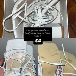 white heels with straps