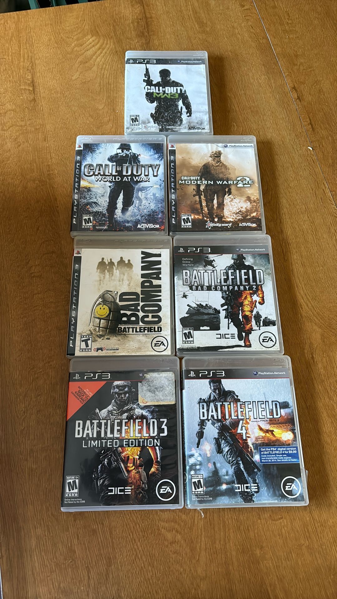7 PS3 Games Call Of Duty And Battlefield