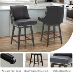 Set of 2 swivel counter height stools for kitchen island, 26in height. New in box. 