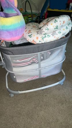 Gray Baby Bassinet with Wheels