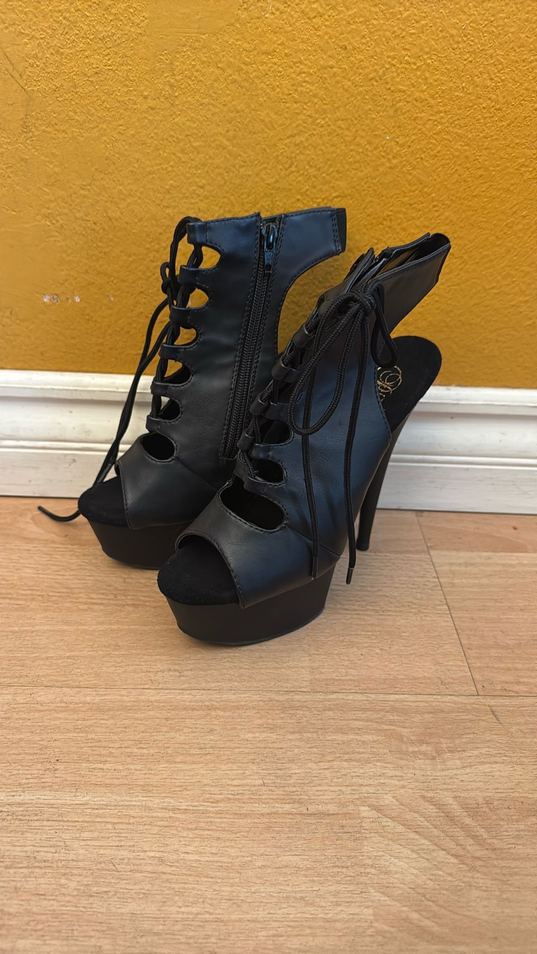 Black High Heels With Laces